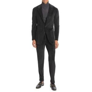 $9,995 NWT KNT Kiton Black Pinstripe Cotton Blend Velvet 2-Button Suit 52(42)R